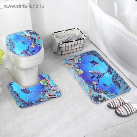 Bath and toilet rugs "Dolphin", 3 pcs: 35 × 39, 40 × 50, 45 × 75 cm-12