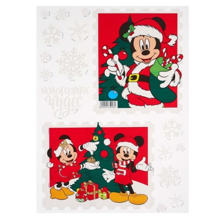 Stickers on the window "Happy New Year!", Mickey and friends