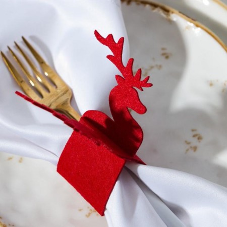 A set of decorative rings for napkins "New Year's deer" 4 pcs, d = 5 cm, 100% p/e, felt-1