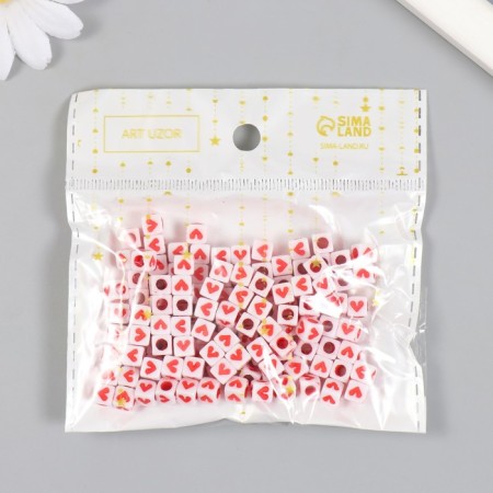 A set of beads for creativity plastic "Red heart in Cuba" 20 g 0.5x0.5 cm-3