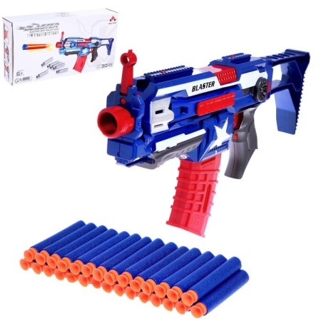 Automatic Blaster "superhero", the color is white-blue-red, works from batteries