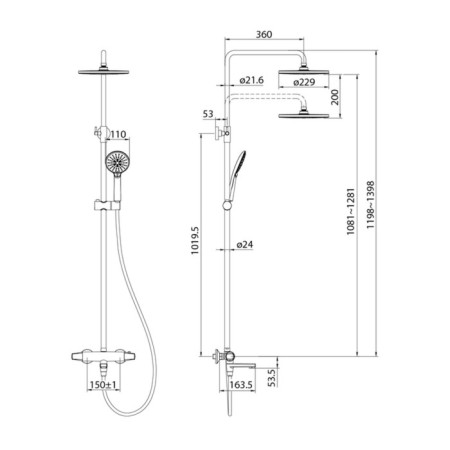 Shower system IDDIS Torr Torsbbti06-S, thermostat, tropical shower, chrome-5