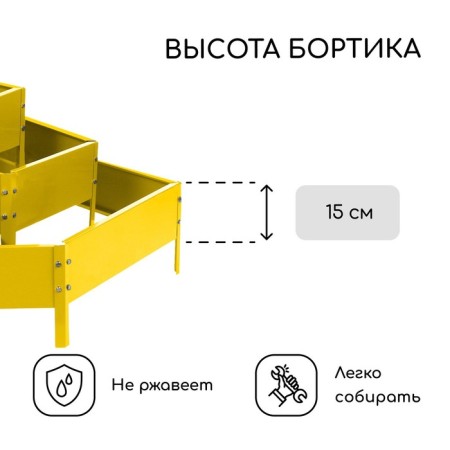 Gavelous flowerbed, 3 tiers, d = 60–100–140 cm, h = 45 cm, yellow, Greengo-2