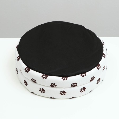 Lowcost Lyncost Round, Poplin, 40 x 40 x 12 cm, white with paws-5