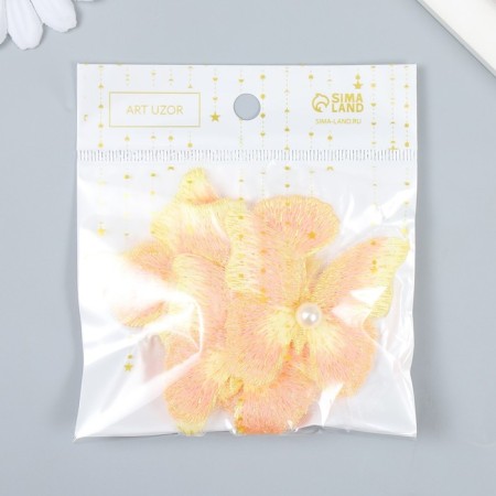 Decor for creativity Textile Embroidery "Blobo yellow-orange" double wings 5x6 cm-3
