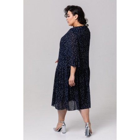 Women's dress, size 64, dark blue color-3
