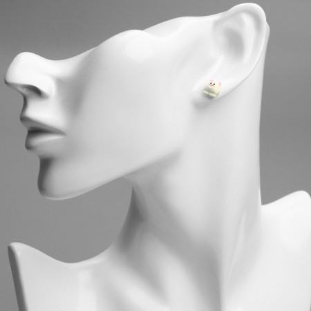 Earms with enamel "Montrustics" Yeti, white color-2