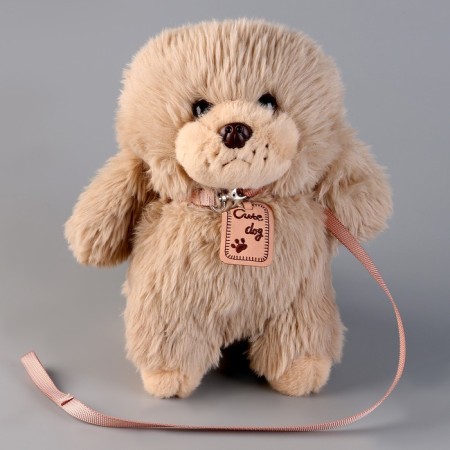 Soft toy "puppy" with a leash, 24 cm, gray