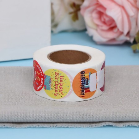Stickers in the Roll "Birthday", 500 pcs, 2.5 x 2.5 cm-2
