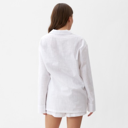 Female pajamas (shirt and shorts) KAFTAN LINEN, R.48-50, White-4