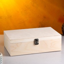 Gift box 34 × 21.5 × 10.5 cm is wooden, with a closing lid, without painting