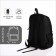 Youth backpack from textiles with a zipper, waterproof, 3 pockets, black color