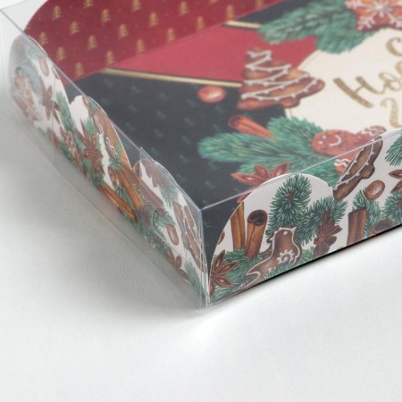 Box for confectionery products with PVC Cinnamon cover, 10.5 x 21 x 3 cm, new year-3
