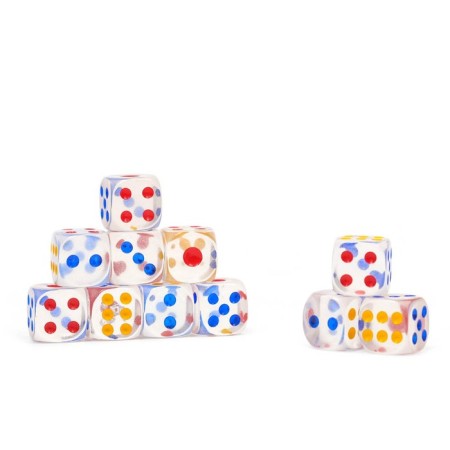Playing bones 1.4 x 1.4 cm, packing 100 pcs, transparent