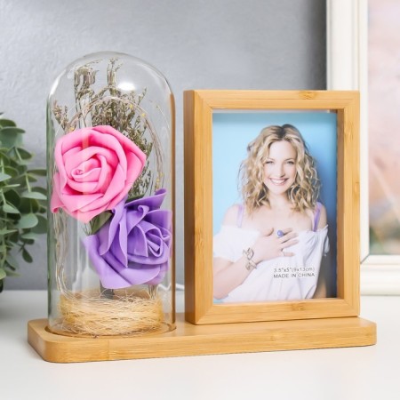 Photo frame wood 9x13 cm with backlight "Rosa in the flask" USB 9.5x21x17.5 cm-2