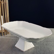 Блюдо прямоугольное Lenardi Maria Gold, на ножке, фарфор, длина 30 см
