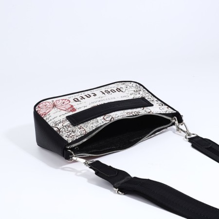 Bag Cross-Body L-Craft with a zipper, external pocket, black/beige color-6