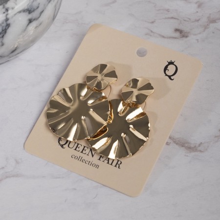 Earrings Metal "Atmosphere" Planet and satellite, Color Gold-2