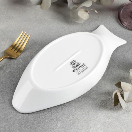 Porcelain dish for fish Wilmax, 25.5 × 12 cm, white color-1