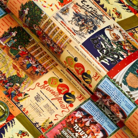 Glossy packaging paper "New Year's posters", 70 x 100 cm, 1 sheet-3