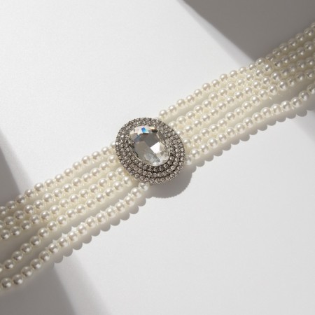 Choker-Coker "luxury" pearl, white in silver, 30.5 cm-1