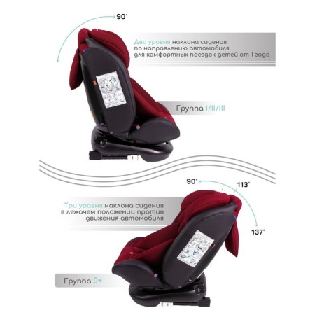 AMAROBABY BRILIANT, ISOFIX fastening, class D, group 0+/1/2/3 (0-36 kg), red red color, red-6