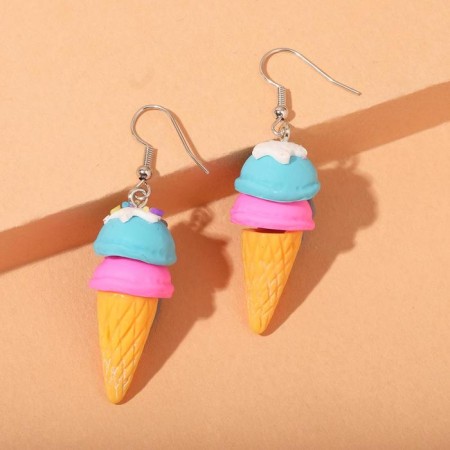 Earrings Assorted "Sweets" Ice Cream in the Horn, The color of the pink blue-3