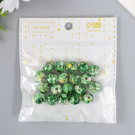 Beads for creativity plastic "Marble. Malachite" d = 1.2 cm set 20 g-3