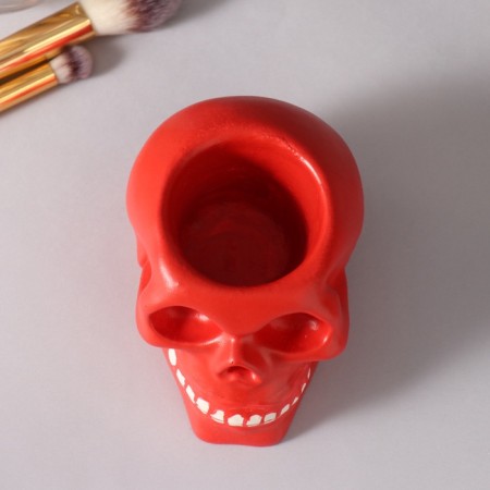 Interior item "Skull" 7*10cm red, white teeth-5