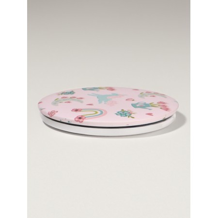 Folding mirror “unicorns”, d = 7.3 cm, with an increase, pink color-3