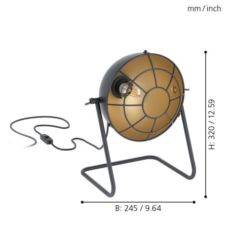 Treburley table lamp, 1x28W E27, black color-1
