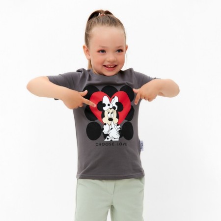 Children's T-shirt "Choose Love" Minnie Mouse, height 86-92, gray-5