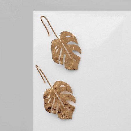 Monster metal earrings elongated, gold color-1