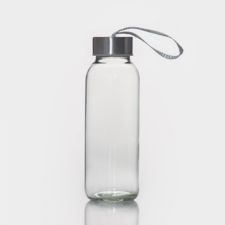 A glass bottle in a “paws” cover, 300 ml, h = 17 cm, pink color-2
