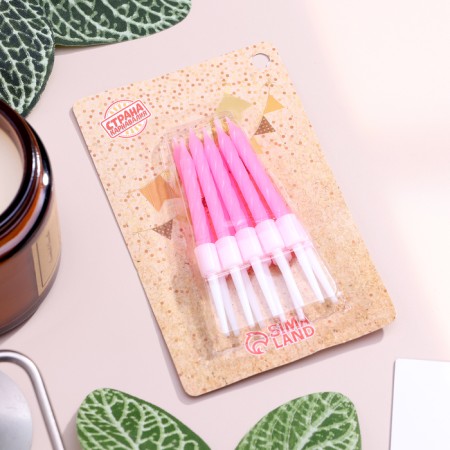 Candles for the cake "Neon", 10 pcs, pink 5 cm-4