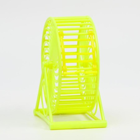 Rodent wheel on the base, plastic, 12.5 cm, yellow-1