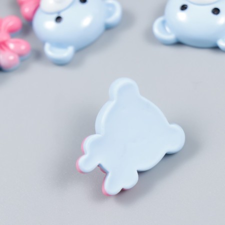Decor for creativity plastic "Mishutka with pink bow" 2x2.5 cm-1