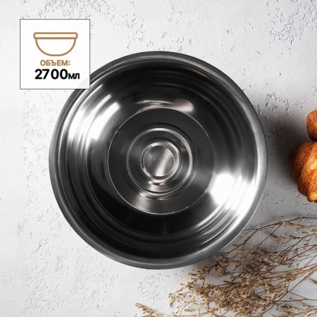 A stainless steel bowl “Mayly”, 2.7 liters, 25 × 8 cm, silver color-3