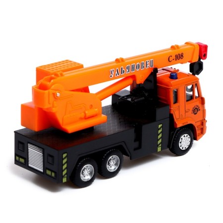 Metal truck "KAMAZ. Crane ", inertial, 1:54, orange color-2