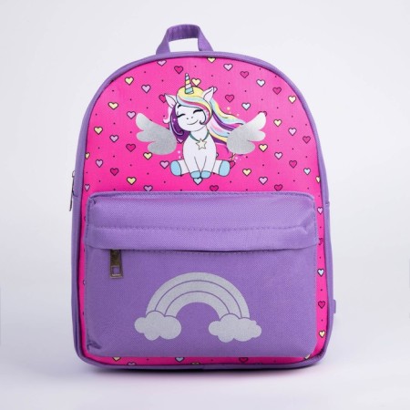 School textile backpack with pocket "Unicorn", a reflector. Elements, 27x23 x 10 cm-1
