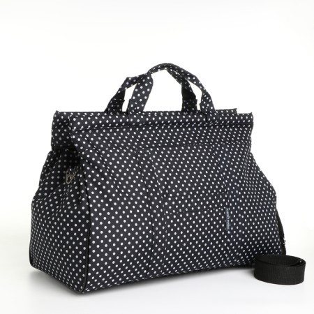 Road bag with lightning, external pocket, long belt, black/white color