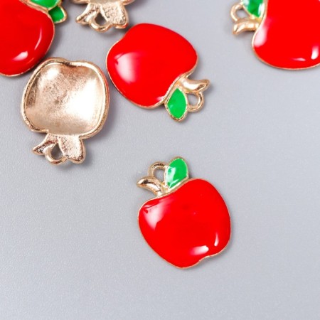 Decor for creativity metal, enamel "Apple" red 1.5x1.2 cm