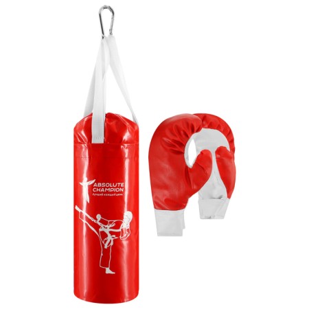 Boxing children's “I-champion” set: gloves, bag, red color