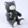 Soft toy "Little Friend", New Year's bear with a green scarf, dark gray color