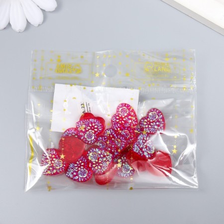 Decor for creativity Plastic "Heart" holography red set 20 pcs 1.6x1.6 cm-3