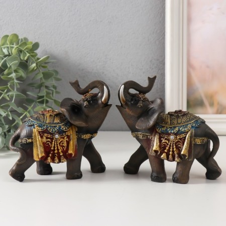 Polystone souvenir "Dark Elephant in Red Popone" MIX 12x6x12 cm