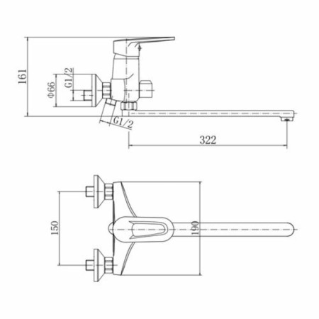 Fashun A2268 bath mixer, single -leaf, pour 320 mm, with shower set, chrome-1