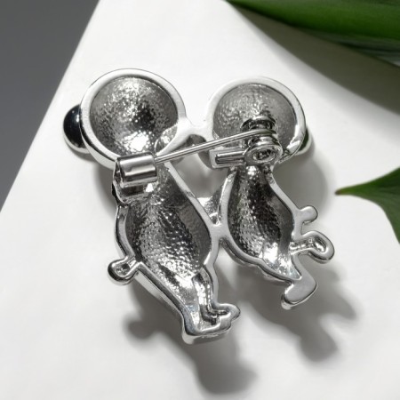 Brooch "Mice" lovers, silver color-1