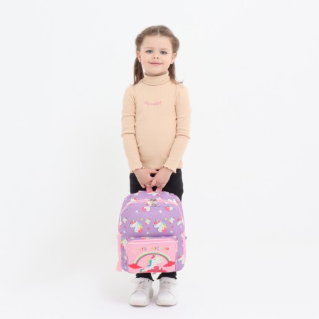 Baby backpack on lightning, 3 outer pockets, purple/pink color-5