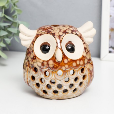 Ceramics candlestick for 1 candle "Little Eagle owl" 12x10x9 cm-1